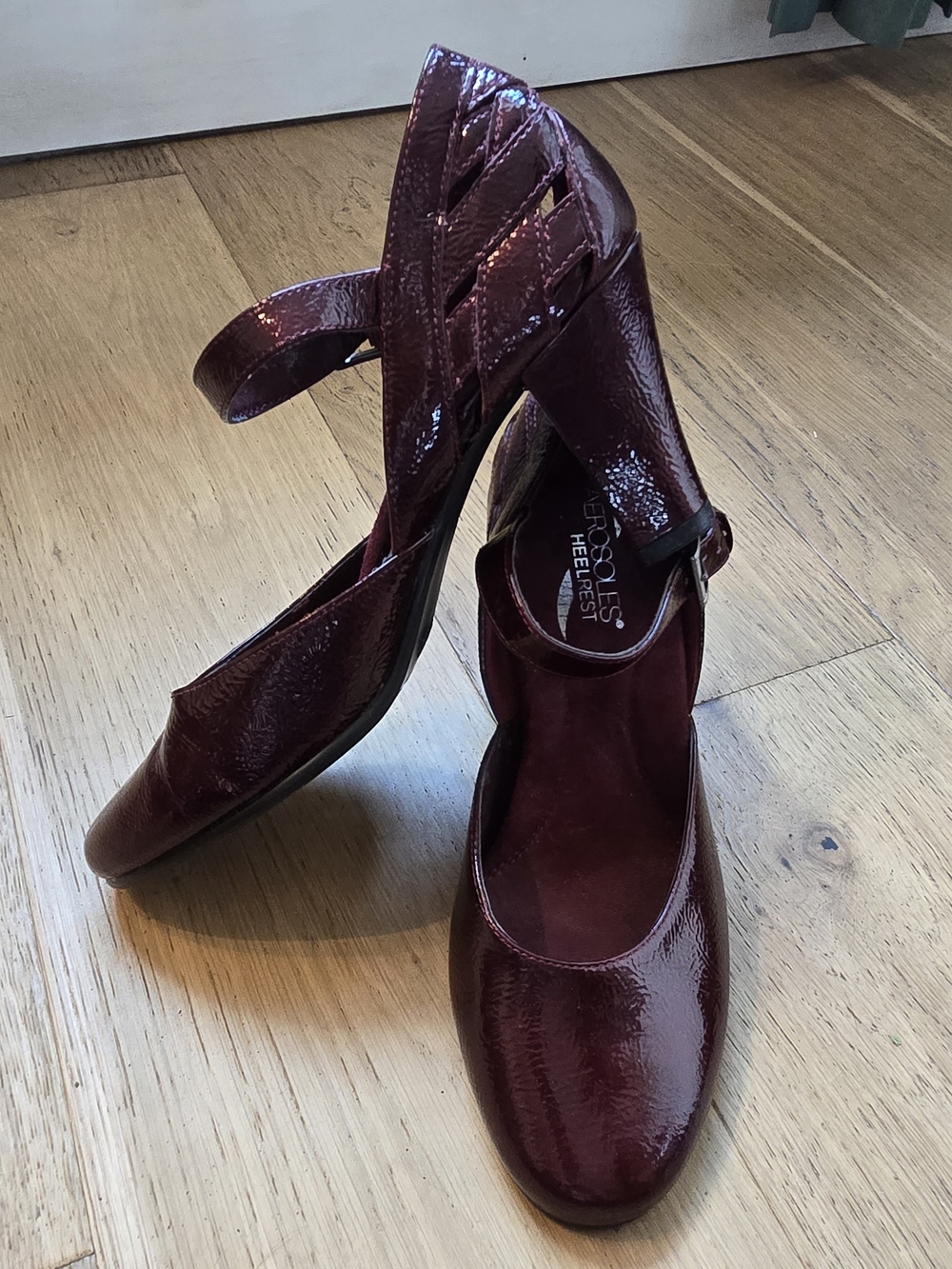 Burgundy Heeled Mary Janes by Aerosoles